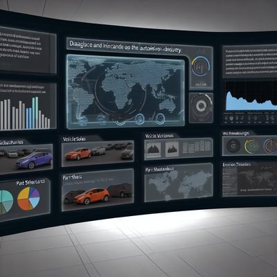 Dashboard displaying various reports for the automotive industry